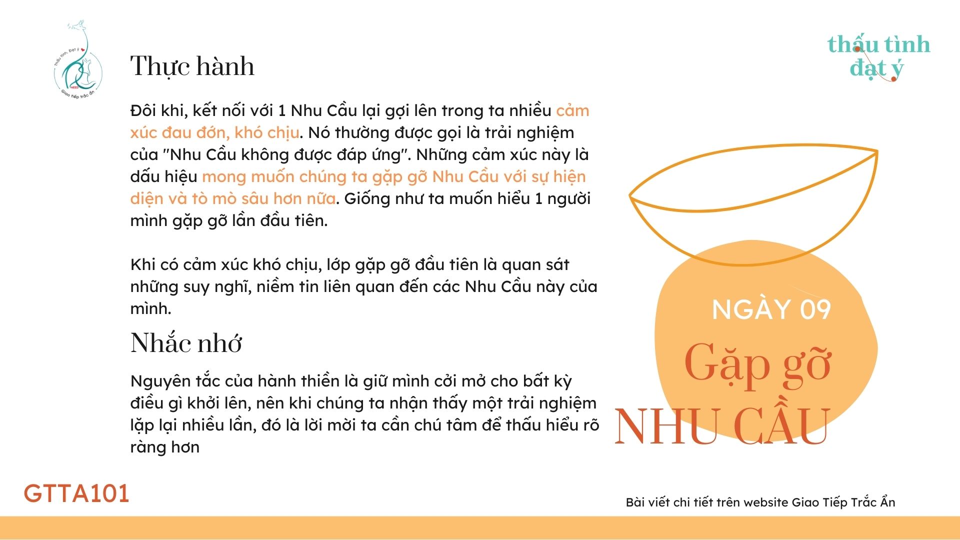 Giao tiếp Trắc ẩn mỗi ngày - 9 - Gặp gỡ nhu cầu